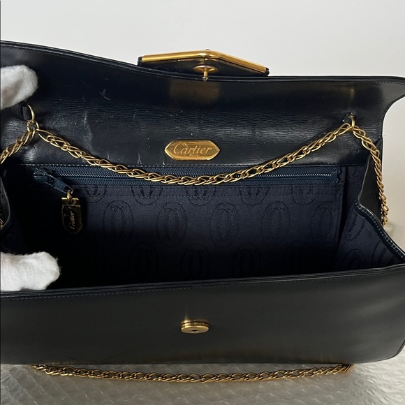 Cartier Inky Blue Leather Flap Bag Purse / Clutch - Picture 6 of 16